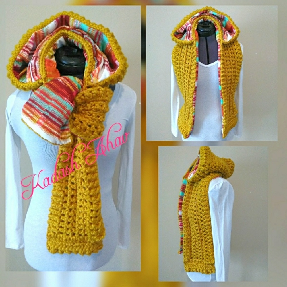 Vibrant Crochet hood scarf